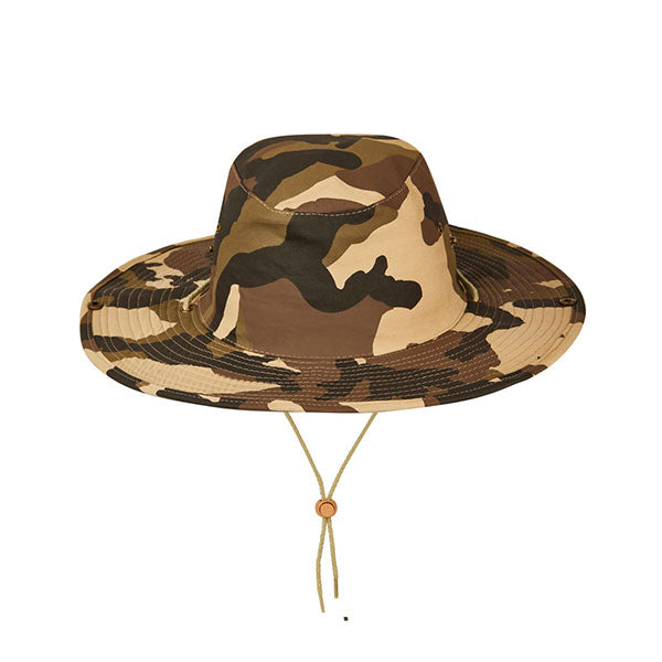 Camo Bush Hat Adjustable chord with slide toggles and mesh